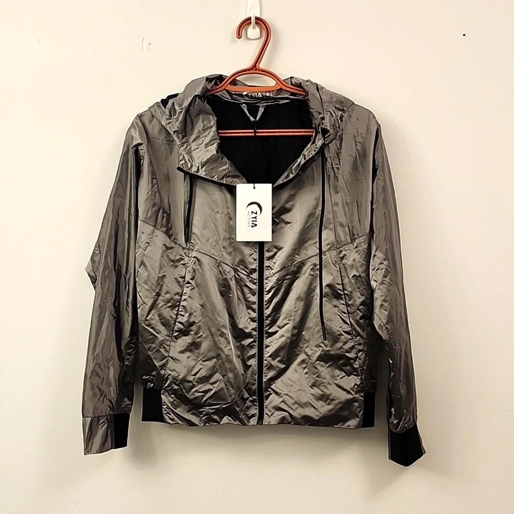 NWT Zyia active silver galaxy full zip hooded jacket size S - Picture 1 of 8